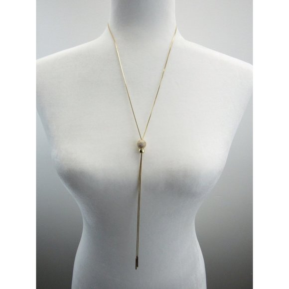 EXPRESS LONG ADJUSTABLE DIAMOND BALL NECKLACE. - Picture 3 of 6